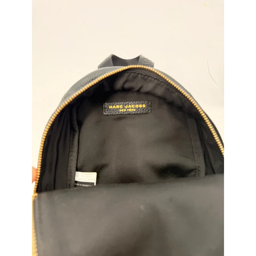 Marc Jacobs Mini Backpack Women Small Black Leather Gold Hardware Logo Strap